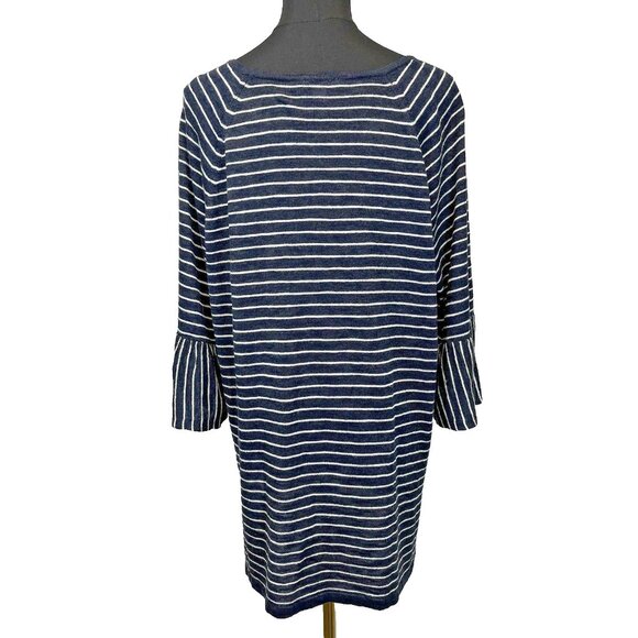 J. Jill Women's Linen‎ Blend Sweater Size 1X Striped Bell Sleeve Thin Nautical - Picture 5 of 9